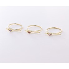 Sembol Gold Altın Doğum Taşı Yüzükler 14 Ayar/Ay'lara Göre Taş Rengi