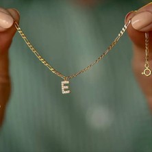 Sembol Gold 14K Altın Harf Bileklik Figaro Zincir