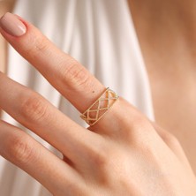 Sembol Gold 14K Altın Piramit Yüzük Desing
