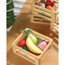 Ahşap Meyve Seti - Renk ve Meyve Tanıma Oyunu (9 Parça)