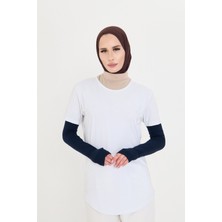 Hürrem Bone Lacivert Tesettür Parmak Geçmeli Kolluk Viskon Düz 1024_02