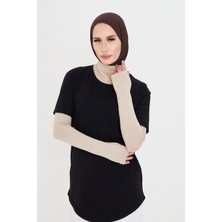 Hürrem Bone Bej Tesettür Parmak Geçmeli Kolluk Viskon Düz 1024_12