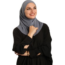 Hürrem Bone Antrasit Pratik Hazır Geçmeli Boru Boneli Ikili Tesettür Eşarp Sandy Düz 2501_25