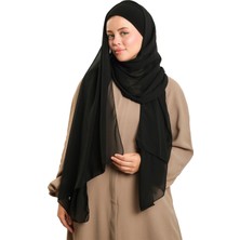 Hürrem Bone Siyah Pratik Hazır Geçmeli Bone Şal Şifon Düz 2506_01