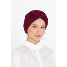 Hürrem Bone Bordo Çapraz Büzgülü Tesettür Bone Fukuro Piliseli 2512_16