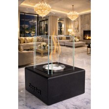 CopArt Muko Siyah Masaüstü Beton Şömine - 1 Lt Bioetanol Yakıt Hediye