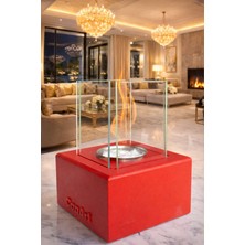 CopArt Muko Kırmızı Masaüstü Beton Şömine - 1 Lt Bioetanol Yakıt Hediye