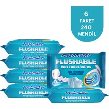 Freshmaker Islak Tuvalet Kağıdı - Klozete Atılabilir - Toplam 6 Paket - 240 Mendil