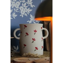 El Yapımı Dekoratif Çift Kulplu Çömlek Vazo ve Kaşıklık