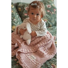 Caline Baby %100 Pamuk Waffle Bebek Pikesi 100x90 cm Pudra Renk Yumuşak Doku ile Hassas Ciltler İçin