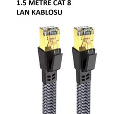 Sylar Cat 8 Lan Kablosu –1.5-Metre Ethernet Kablosu Örgü Kaplama, Yüksek Hızlı