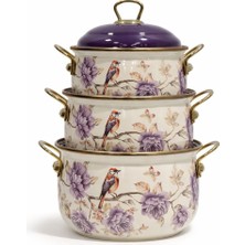 Pr Home Fiorella Derin Bombeli Emaye Tencere Seti 16 - 18 - 20 cm