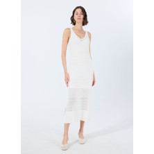 Boss Beyaz Kadın V Yaka Normal Kalıp Elbise 50535506