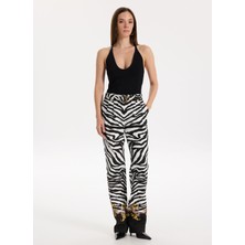 Versace Jeans Couture Yüksek Bel Standart Siyah - Beyaz Kadın Pantolon 78HAA1P1