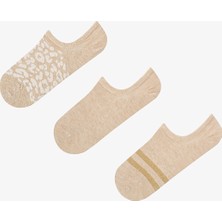 Penti 3 Çift Burun Dikişsiz Pamuklu Renkli Leopar Desenli Sneaker Çorap
