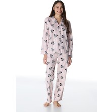 Penti Inci Pembe Minnie Gömlek Baskılı Uzun Kollu Pijama Takımı