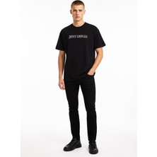 Just Cavalli Bisiklet Yaka Siyah Erkek T-Shirt 78PM631 Burnıng Tropez