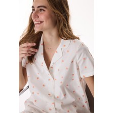 Penti Kırık Beyaz Peach Pamuklu Gömlek Pantolon Pijama Takımı