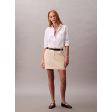 Calvin Klein Jeans Standart Bel Bej Kadın Düz Kısa Etek LV044C649GPB5