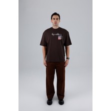 Saw Urbanity Top-Notch Oversize Tişört Erkek Kahverengi
