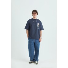 Saw Urbanity Mona Lisa Shooting Oversize Sweatshirt Erkek Lacivert
