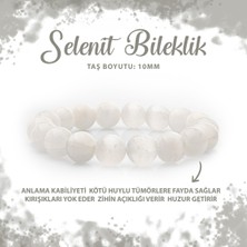 UltraMint Doğal Selenit 10MM Taş Bileklik, Şifa ve Zarafet Için Mükemmel Seçim