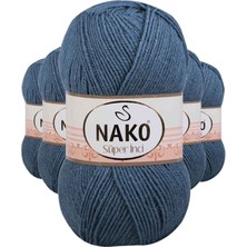 Nako 5 Adet Süper Inci El Örgü Ipi 100 gr Fırtına Mavi 185