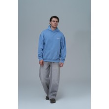 Saw Urbanity Washed Peace Oversize Sweatshirt Erkek Mavi