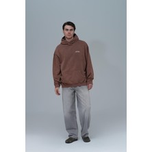 Saw Urbanity Washed Peace Oversize Sweatshirt Erkek Kahverengi