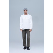Saw Urbanity Freedom Theory Oversize Sweatshirt Erkek Ekru