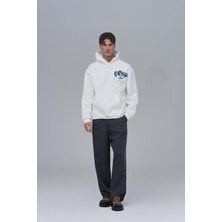 Saw Urbanity Mosaic Portrait Oversize Sweatshirt Erkek Ekru