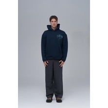 Saw Urbanity Mosaic Portrait Oversize Sweatshirt Erkek Indigo