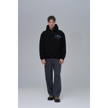 Saw Urbanity Mosaic Portrait Oversize Sweatshirt Erkek Siyah