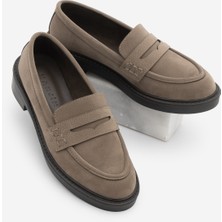 Marjin Kadın Loafer Makosen Günlük Ayakkabı Andel Vizon Süet