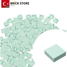 LEGO Yedek Parçalar, 100 Adet 1x1 Tile Düz Fayans Parçası, Açık Turkuaz Rengi(Light Aqua), 3070