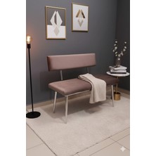Krom Metal Ayaklı Çok Amaçlı Oturma Bankı ve Pufu