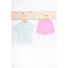 Karışık U.S. Polo Assn Kız Bebek Kısa Kollu Takım 3 - 4 Yaş Pembe Renkli Yaz Temalı