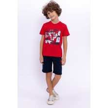 U.S. Polo Assn. Kırmızı Yeşili Erkek Çocuk Bermuda Takım Özel Olay İçin Basic Fit