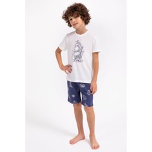 Arnetta Sailor Krem Lacivert Erkek Çocuk Bermuda Takım