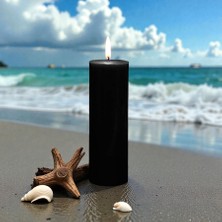 Kuzey Oyuncak Vıp Yüksek Kalite 12 cm Siyah Kalın Silindir Mum Parlak Metalik Siyah Mum Siyah Silindir Mum 12X4.5