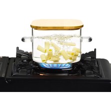 Ckc Bambu Kapaklı Cam Mini Tencere 700 ml 2 Adet