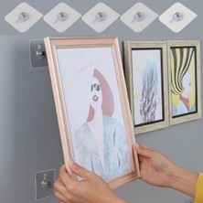 Süper Güçlü Çerçeve Askısı Pin Delgisiz Vidalı Tırnak Kanca Yapışkanlı Raf Tutucu Askı 4 Adet