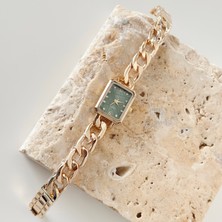 Vesce Atelier Zincir Kordon Gold Saat Yeşil