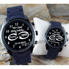 Sevgiliye Hediye Kişiye Özel Isim Yazılı Baskılı Erkek Bayan Saat Kombini Sevgili Saatleri Doğum Günü Hediyesi Çift Saatleri