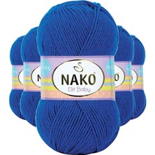 Nako 5 Adet Elite Baby El Örgü Ipi Tüylenmeyen Bebek Yünü Saks Mavi 10346