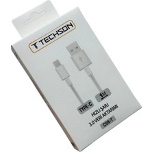 Techson Type-C 2.4A Hızlı Şarj Kablo USB 3.0 Veri Aktarımı 1m C08-T