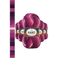Nako 5 Adet Vega Stripe Premium Akrilik El Örgü Ipi Yünü No: 82413