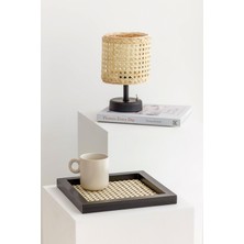 Rattan Hazeran Kare Tepsi, Siyah, 24X24 Cm, %100 Doğal Hazeran