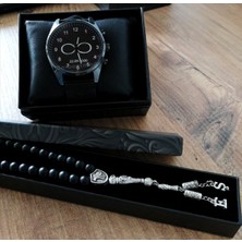 Erkek Kol Saati ve Harfli Tesbih Kombini Kişiye Özel Hediye Erkeğe Hediye Seti Metal Hasır Kordon Doğum Günü Yıl Dönümü Babalar Günü Hediyesi