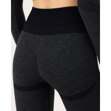 Koyu Gri Renk Yüksek Bel Tayt